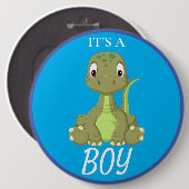 Dinosaur Baby shower Blue Boy Button (Voorkant /achterkant)