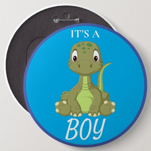 Dinosaur Baby shower Blue Boy Button (Voorkant /achterkant)