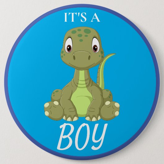 Dinosaur Baby shower Blue Boy Button (Voorkant)