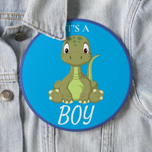 Dinosaur Baby shower Blue Boy Button (In situ)
