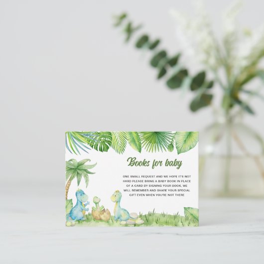 Dinosaur Baby shower Boeken voor baby Informatiekaartje (Staand voorkant)