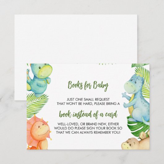Dinosaur Baby shower Books for Baby (Voorkant / Achterkant)