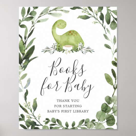 Dinosaur Baby shower Books for Baby Sign Poster (Voorkant)