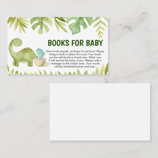 Dinosaur Baby Shower Books for Baby Visitekaartje (Voorkant / Achterkant)