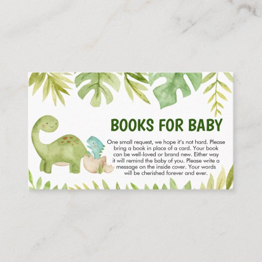 Dinosaur Baby Shower Books for Baby Visitekaartje (Voorkant)