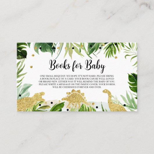 Dinosaur Baby shower Books for Baby Visitekaartje (Voorkant)
