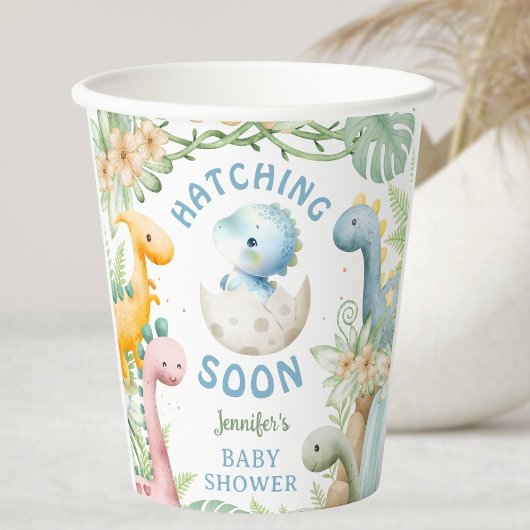 Dinosaur Baby Shower Boy Blue Dino Papieren Bekers