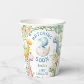 Dinosaur Baby Shower Boy Blue Dino Papieren Bekers (Achterkant)