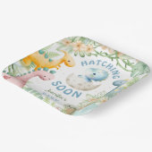 Dinosaur Baby Shower Boy Blue Dino Papieren Bordje (Gebogen)
