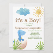 Dinosaur Baby shower Boy Invitation Kaart (Voorkant)