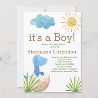 Dinosaur Baby shower Boy Invitation Kaart