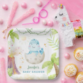 Dinosaur Baby Shower Cute Dino Boy  Papieren Bordje (Feest)