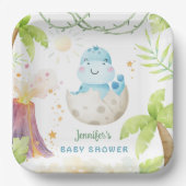 Dinosaur Baby Shower Cute Dino Boy  Papieren Bordje (Voorkant)