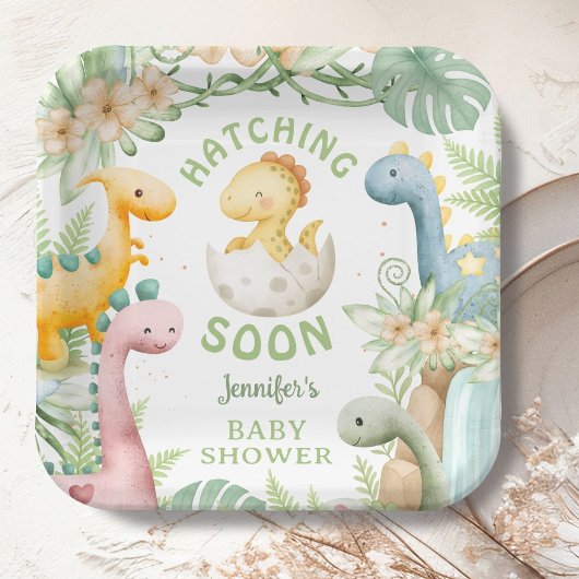 Dinosaur Baby Shower Cute Dino Papieren Bordje