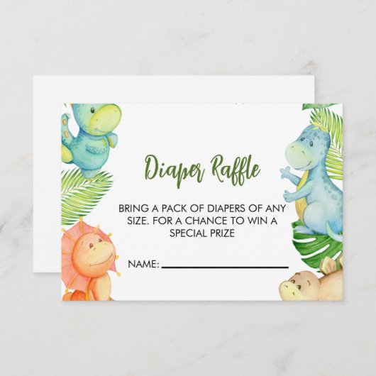 Dinosaur Baby shower Diaper Raffle (Voorkant / Achterkant)