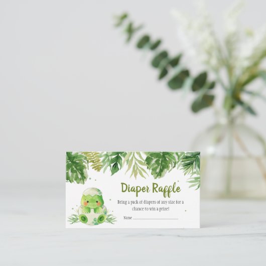 Dinosaur Baby shower Diaper Raffle Informatiekaartje (Staand voorkant)