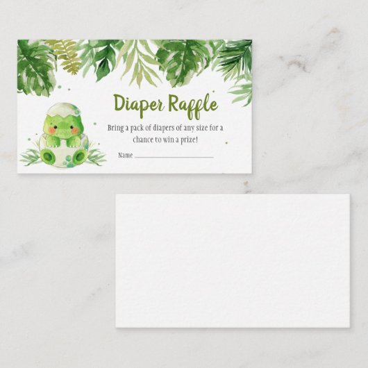 Dinosaur Baby shower Diaper Raffle Informatiekaartje (Voorkant / Achterkant)