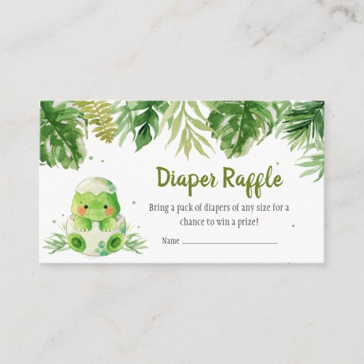 Dinosaur Baby shower Diaper Raffle Informatiekaartje (Voorkant)