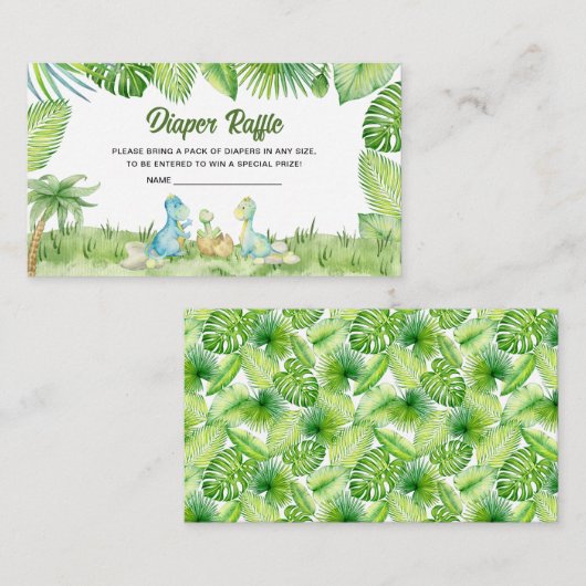 Dinosaur Baby shower Diaper Raffle Informatiekaartje (Voorkant / Achterkant)
