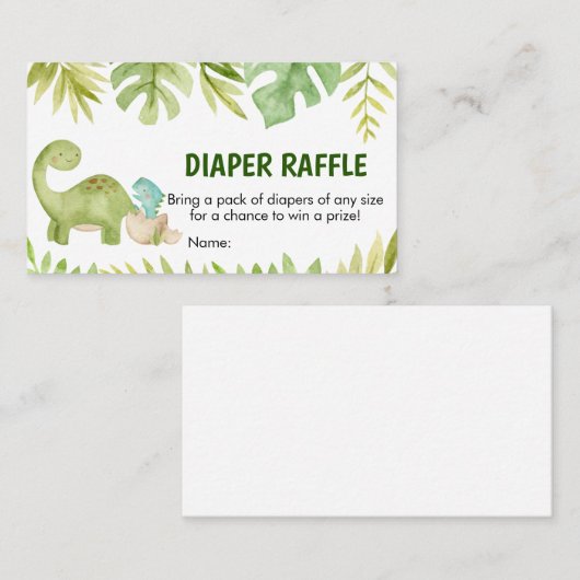 Dinosaur Baby shower Diaper Raffle Visitekaartje (Voorkant / Achterkant)
