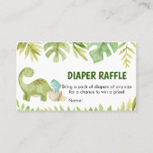 Dinosaur Baby shower Diaper Raffle Visitekaartje (Voorkant)