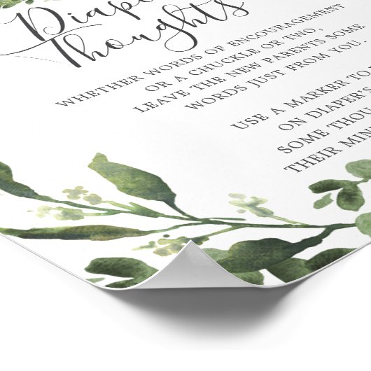 Dinosaur Baby shower Diaper Thoughts Sign Poster (Hoek)