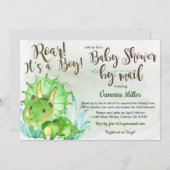 Dinosaur Baby shower door Mail Invitation Kaart (Voorkant / Achterkant)