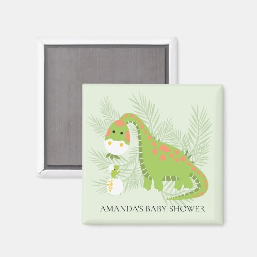 Dinosaur Baby shower Favor Magnet (Voorkant / Achterkant)
