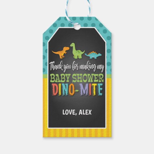Dinosaur Baby shower Favor Tag Cadeaulabel (Voorkant)