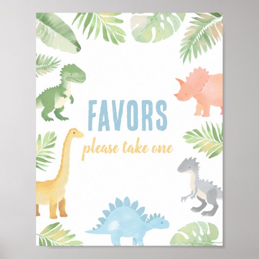 Dinosaur Baby shower Favors Sign Poster (Voorkant)