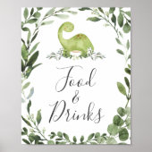 Dinosaur Baby shower Food and Drinken Sign Poster (Voorkant)