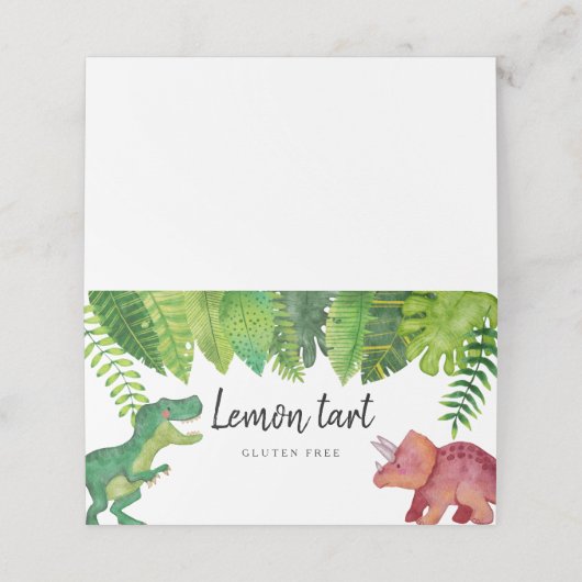 Dinosaur Baby shower Food Tent Place Card Plaatskaartje (Buitenkant ongevouwen)