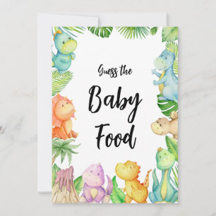 Dinosaur Baby shower Guess Baby Food spel Kaart