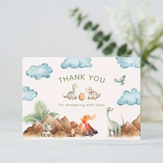 Dinosaur Baby shower Hartelijk dank Kaart (Staand voorkant)