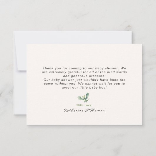 Dinosaur Baby shower Hartelijk dank Kaart (Achterkant)