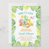 Dinosaur Baby shower Invitation Boy Kaart (Voorkant)