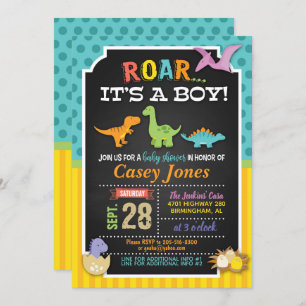 Dinosaur Baby shower Invitation - Boy Kaart