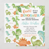 Dinosaur Baby shower Invitation Dino Baby Invite Kaart (Voorkant / Achterkant)