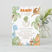 DINOSAUR Baby shower Invitation, Dino Baby shower Kaart (Staand voorkant)