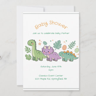 dinosaur baby shower invitation for boy or girl kaart