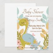 Dinosaur Baby shower Invitation, Gender Neutral Feestdagenkaart (Voorkant / Achterkant)