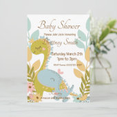 Dinosaur Baby shower Invitation, Gender Neutral Feestdagenkaart (Staand voorkant)