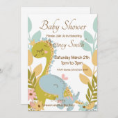 Dinosaur Baby shower Invitation, Gender Neutral Kaart (Voorkant / Achterkant)
