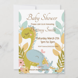 Dinosaur Baby shower Invitation, Gender Neutral Kaart
