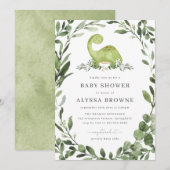 Dinosaur Baby shower Invitation Kaart (Voorkant / Achterkant)