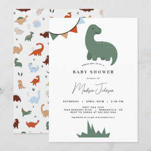 Dinosaur Baby shower Invitation Kaart
