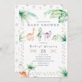 Dinosaur Baby shower Invitation Kaart (Voorkant / Achterkant)