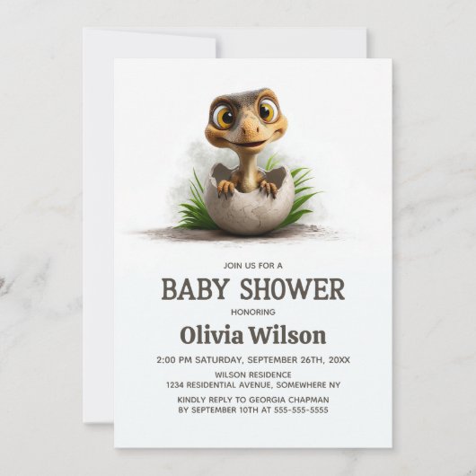 Dinosaur Baby Shower Invitation Kaart (Voorkant)