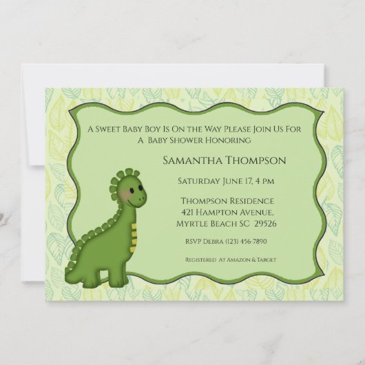 Dinosaur Baby shower Invitation Kaart (Voorkant)
