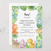 Dinosaur Baby shower Invitation Kaart (Voorkant / Achterkant)